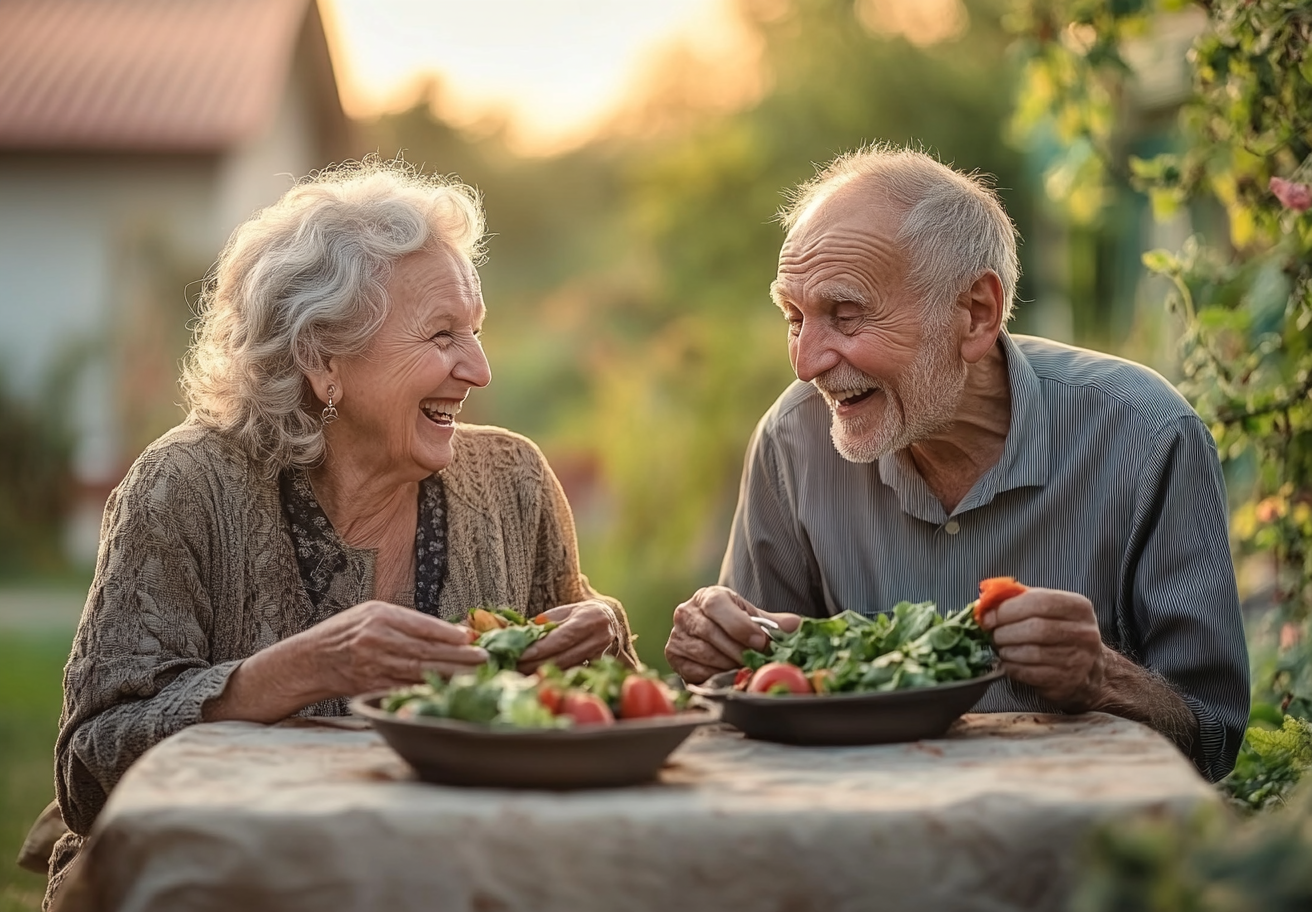 Старше подружжя вивчає план харчування разом з консультантом